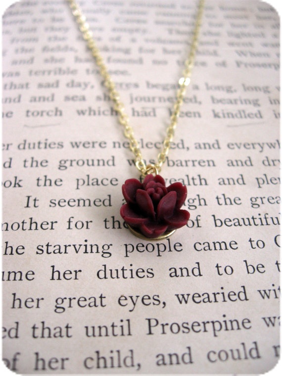 The Lydia Deep Red Rose Necklace - $15
